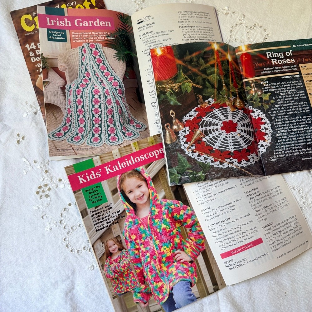 Vintage Lot 6 Hooked on Crochet Magazine Patterns #16, 24, 22, 108, 109, 112 - Picture 2 of 8